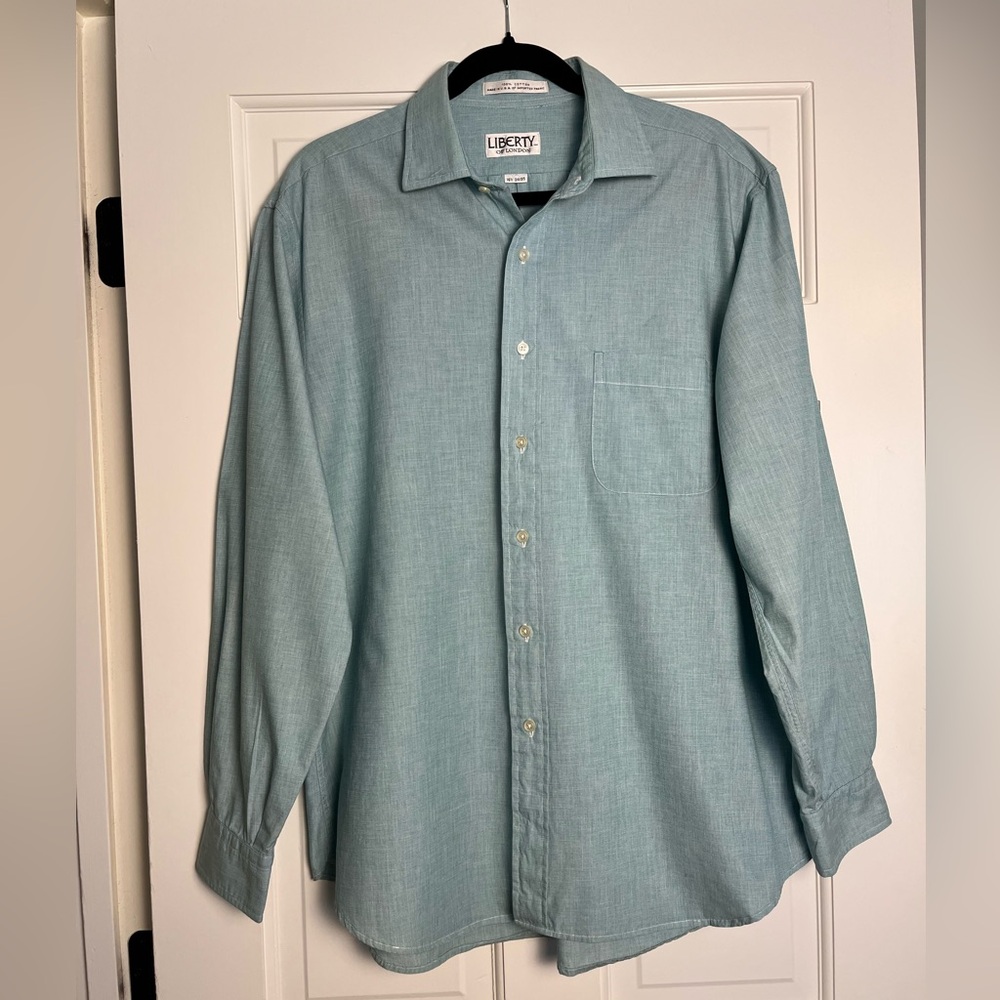 Men’s Liberty of London 100% Cotton Light Blue Button Down Shirt.  16.5, 34/35